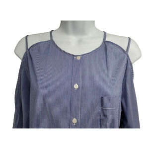Trouvé Womens Poplin Zoe Striped Top with Shoulder Cutouts Size Medium New